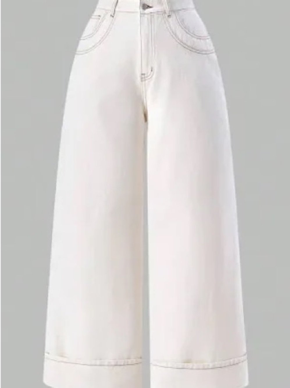 SHEIN Cream Wide-Leg High-Waist Jeans
